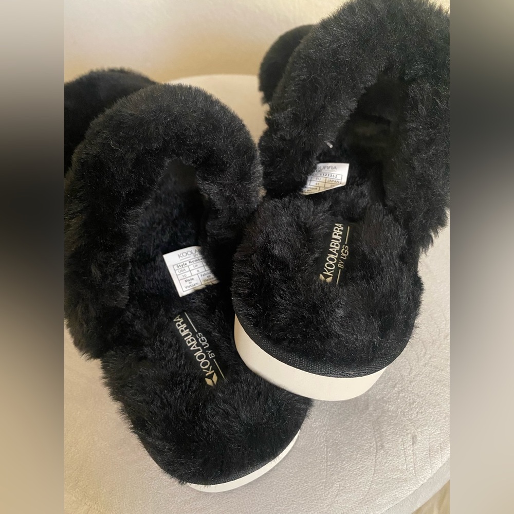 Fuzzy Black Koolaburra by UGG Platform Slips